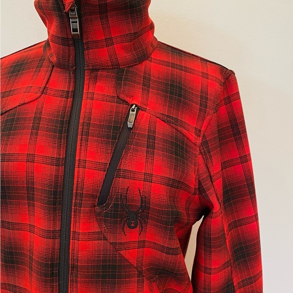 Spyder Jacket / Red Black Plaid / Mid -Weight / Quilted Lining / Zippers /Mens S - Picture 2 of 16